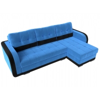 Угловой диван Марсель (велюр голубой чёрный) - Изображение 3
